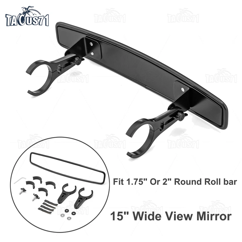 Ультрапрозрачное гоночное зеркало заднего вида шириной 15 дюймов с зажимом 1,75 дюйма для вездехода Polaris RZR - Изображение 3 из 4