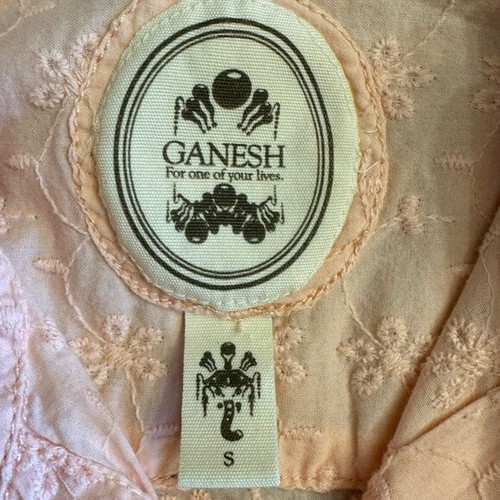 Ganesh Cotton Mens Peach Floral Embroidered Button Up Shirt Size S Small EUC - Picture 12 of 15