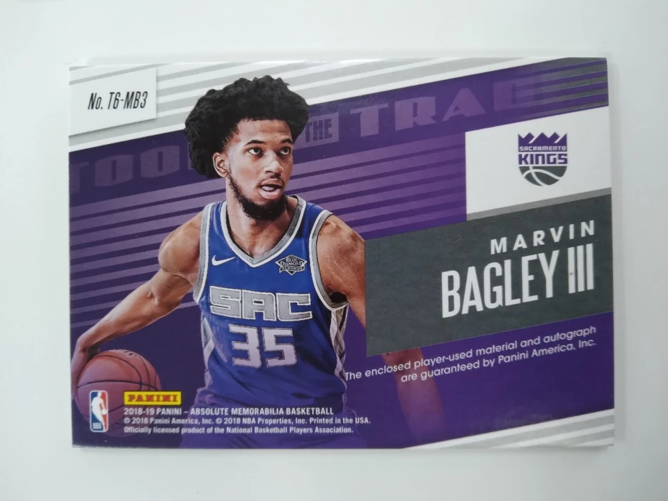 2018-19 Absolute Tools of Trade Six Signatures Level 1 Marvin Bagley Auto RC /49 - Image 2 of 2