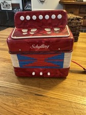 Vintage Schylling Mini Accordion Red Working Retro Music Instrument