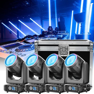 4X 250W LED Moving Head Stage Light DMX W/ RGB Strip 18Prism Gobo Rainbow Effect