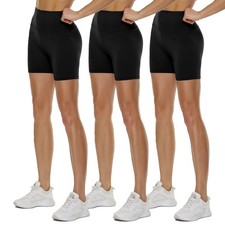 3 Pack High Waisted Biker Shorts for Women   3"/ 5"/ 8" Black Workout Yoga Co...