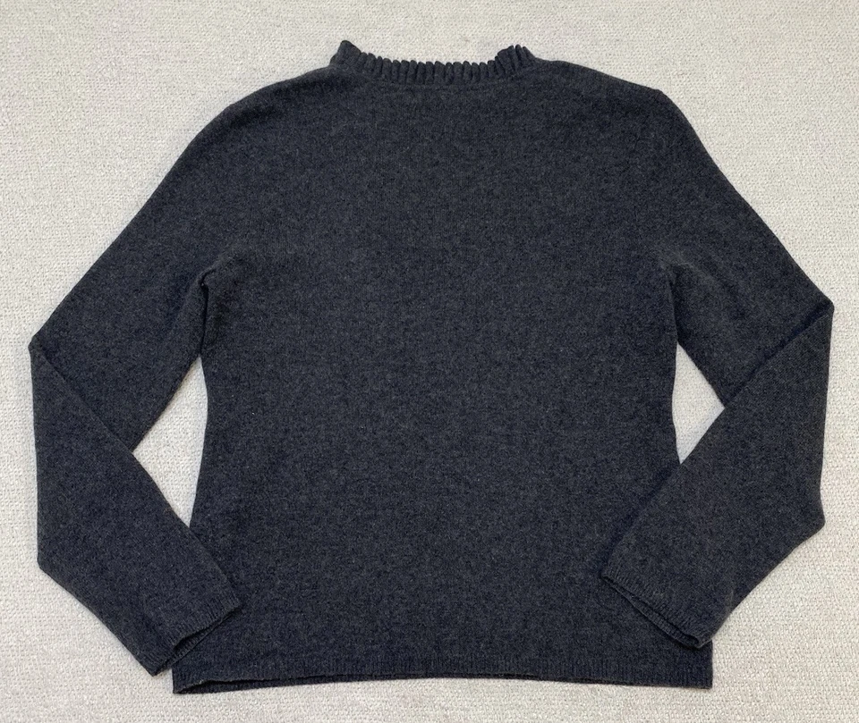 Suéter de cachemir Saks Fifth Avenue para mujer grande gris con volantes cuello en V Foto 2 de 4