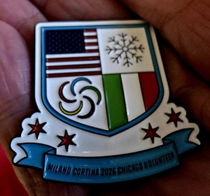 2026 Milano Cortina USA OLYMPIC USA VOLUNTEER SNOWFLAKE Flag Pin