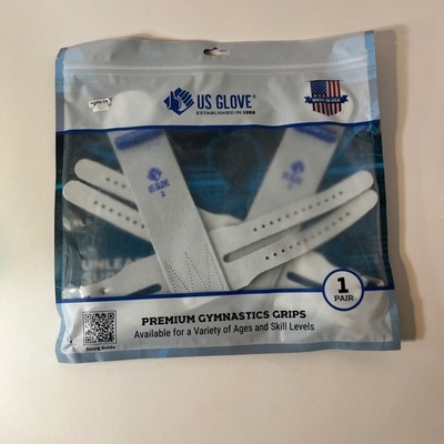 US Glove Premium Gymnastics Grips White Leather Size 2 Made in USA 1 Pair
