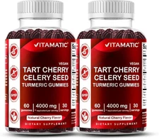Vitamatic Tart Cherry with Celery Seed Gummies – 4000mg Equivalent Per... 