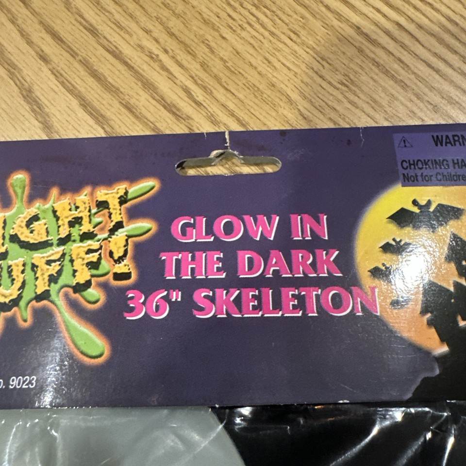 Glow In The Dark Skeleton Halloween Decor Vintage New Sealed 36