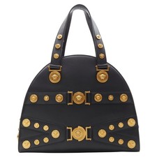 Versace 2018 Tribute 1992 Gold Medusa Stud Bondage Bowling Shoulder Bag One Size