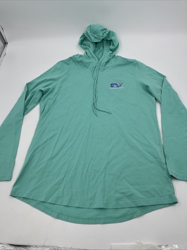 Vineyard Vines Hoodie Women’s Med Teal Long Sleeve Pullover Whale Sailboats EUC
