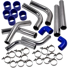 2.5" Universal Aluminum Intercooler Piping Pipe Kit+Silicone Hose+T-Bolt Clamps