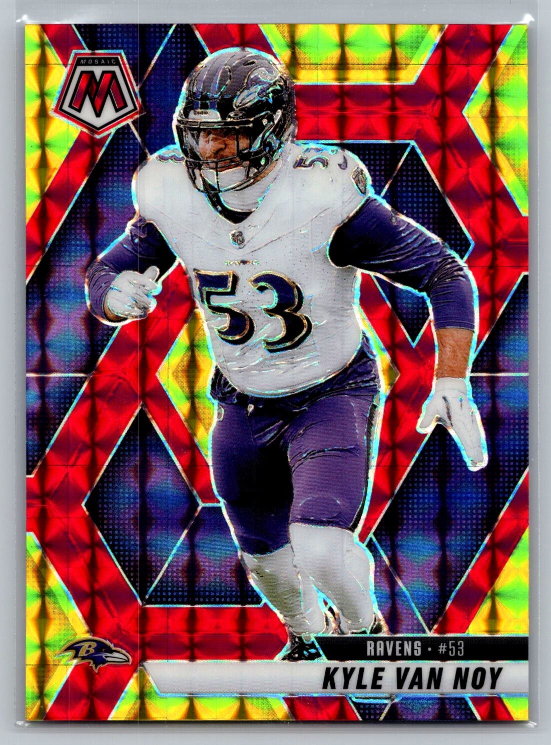 2025 Panini Mosaic Kyle Van Noy Mosaic Choice Red & Yellow #/89 #13 Ravens