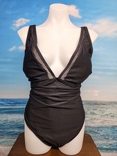 NWT Cupshe Womens One Piece Swimsuit Size 3X Black With Some Sheer