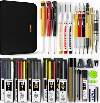 34 Pack Carpenter Pencil Set with Sharpener, Mechanical Carpenter Pencils wit...