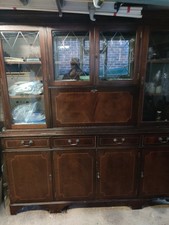1 Vintage Old Charm Style Wooden Glass Display Cabinet Shelving Storage Unit