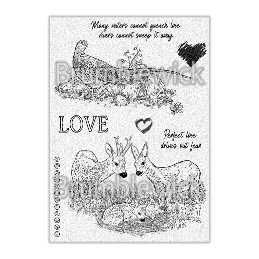 Brumblewick A5 Clear Art Stamps - Deer & Pheasant BCAS006