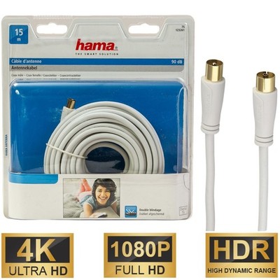 Hama 15m Antennen-Kabel 90db Koaxial-Kabel Koax-Kabel 4K HDR HD TV LED LCD OLED