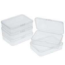 5 Pcs Mini Plastic Storage Containers Box with Lid, 4 x 3 x 1 inches, Clear