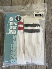 Vtg USA Made JC Penney Basics 6 Pack Boys Striped Crew Socks Fits Shoe Size 1-9