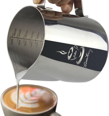 Edelstahl Milchkännchen 600ml für Milchschaum Cappuccino Latte Art | Milch Au...