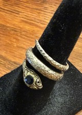 Vintage Sterling Silver Snake Wrap Ring Size 5.5   Mid Century Gothic