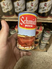 Schmidt Flat Top beer can Jacob Schmidt Brewing Co St Paul Mn  Bear Drinking Cup