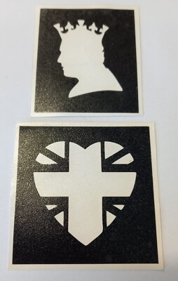 30 x King Charles Kopf & Union Jack Herz Schablone für temporäre Glitzer Tattoos
