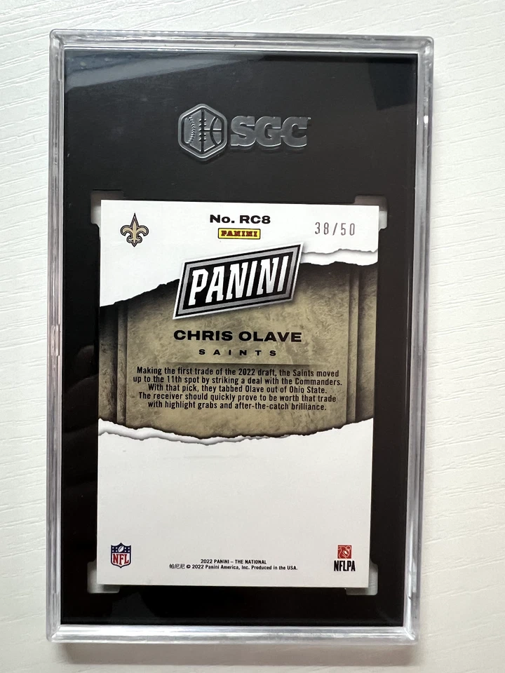2022 Panini THE NATIONAL Chris Olave RC #RC8 Rookie GEM MINT SSP SP SGC 10 - Image 3 of 4