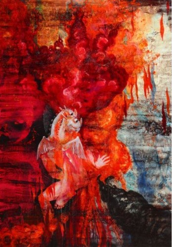 NEW ANASTASIA RUSSA ORIGINAL "Wrestle in Solitude" Abstract Oil PAINTING - 第 1/2 張圖片