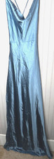 Lulus Women GOWN S Blue Shimmer Lace Up Formal Cruise Prom Designer NEW 79