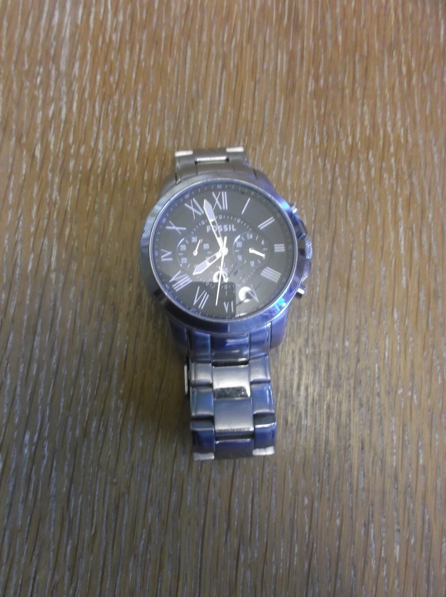 Men's Fossil Black Dial Stainless Steel FS4736 'Grant' Chronograph