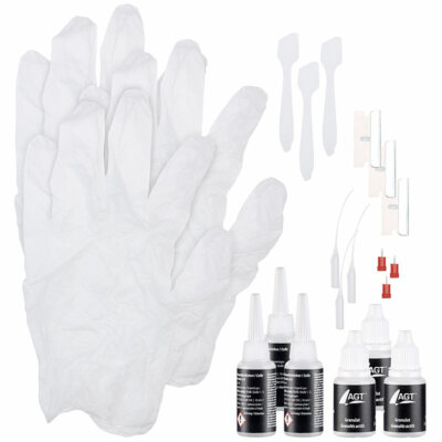 AGT 3er-Reparatur-Set aus Sekundenkleber & transparentem Granulat, je 10ml