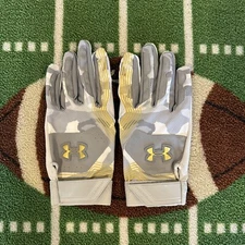 Under Armour UA Clean Up Baseball Batting Gloves White/Gray Men’s Sz L NWOT