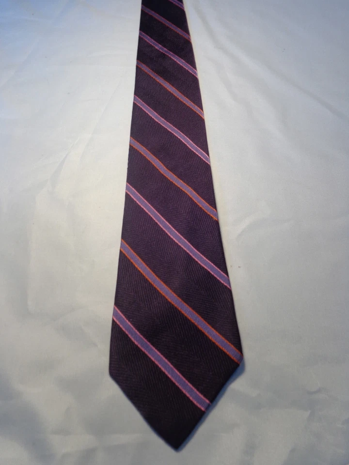 CORBATA HOMBRE EXPRESS MORADO PROFUNDO RAYAS 62x3,75 EXTRA LARGA Foto 2 de 4