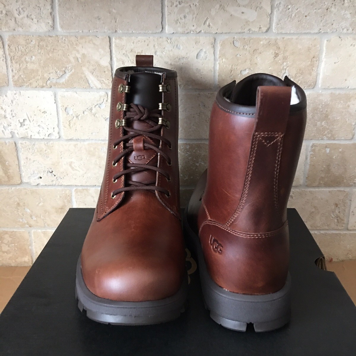 Ugg kirkson men\'s chestnut waterproof leather wool lined boots sz 12 UGG Men main image 4