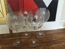 Mikasa Cheers wine goblet glass baloon Set Of 4 Polka Dots Stripes And Ribbon 9'