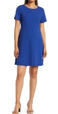 Tahari Women's Size 6 Blue A-line Pocket Dress Msrp $129.00