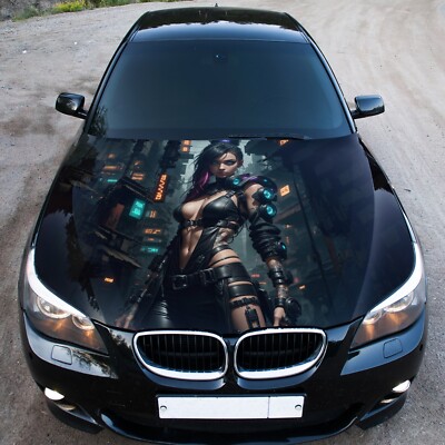 Cyberpunk Girl Car Hood Wrap Decal Vinyl Sticker Graphic For Car and Truck