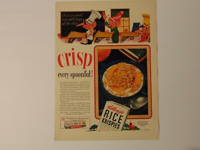 1941 Kellogg's RICE KRISPIES with SNAP CRACKLE & POP folks ~ print ad