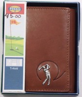 Fossil Golf Brown Leather Classic Trifold Wallet Fossil Golf Brown Leather Classic Trifold Wallet