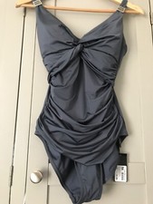BIBA RUCHED SLATE Tummy Control Swimsuit uk 14 NEW PADDED