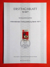 Belege Ersttagsbl&auml;tter Nr. 10 Berlin 1977 Funkausstellung IFA Mi. Nr. 549 o FDC