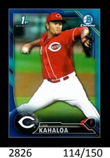 1-2016 BOWMAN CHROME BLUE REFRACTOR IAN KAHALOA REDS 114/150