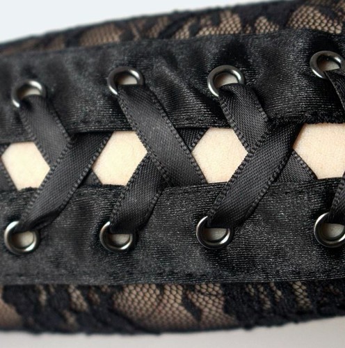 Gothic Punk Rock Long Fingerless Lace Gloves US Seller - Picture 6 of 7