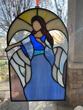 Angel Stained Glass Handmade Suncatcher  8 1/2  w X 13  L