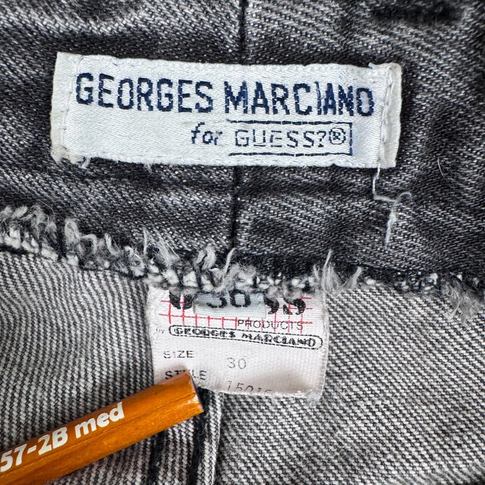 VINTAGE Guess Jeans Womens 30 Gray Denim Georeges Marciano USA Ankle Zip 90s - Image 3 of 4