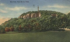 East Rock overlooking New Haven & Long Island Sound Connecticut 1947 Postcard