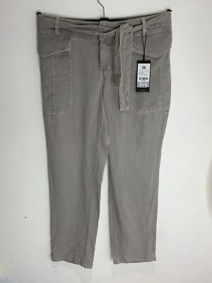 BNWT Monari trousers 12 NEW grey cargo slim taper straight belted classic