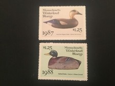 ICOLLECTZONE  US Massachusetts 87, 88 Duck Stamps VF NH