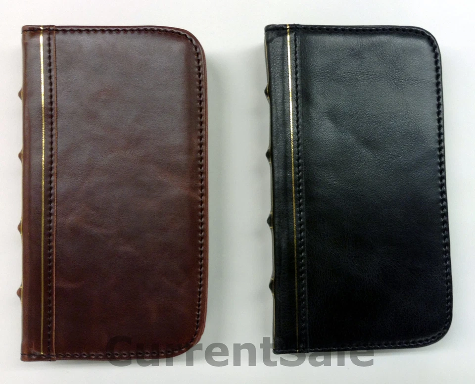 Antiguo LIBRO Funda Cartera Cuero Vintage Samsung Galaxy S7 S6 S5 Note 5 4 Foto 3 de 4