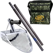 CKG Beach Sand Scoop Metal Detector Shovel Sifter Long Carbon Fiber Handle, 11x8